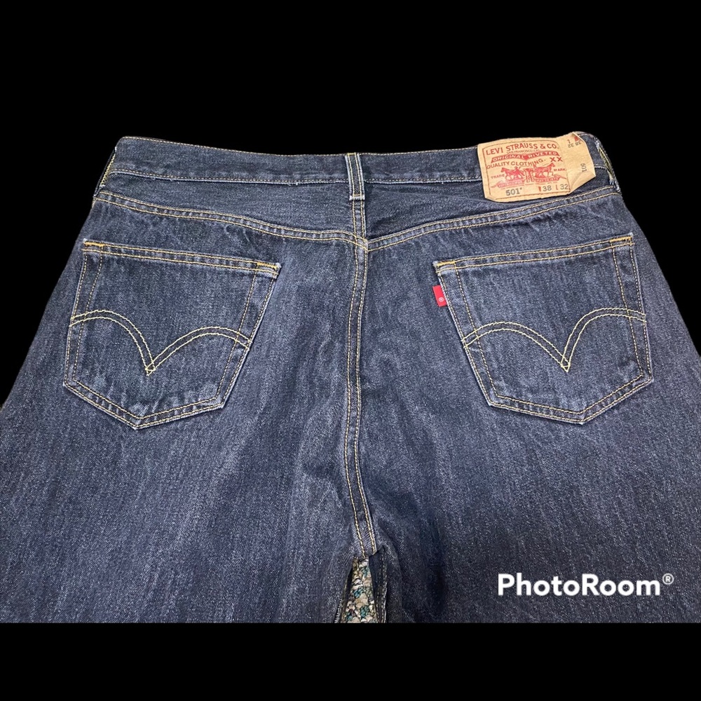 LEVI’S 501 Button Fly Straight Leg Blue Jeans Men's Size 38 x 32 Dark Wash Black - Picture 7 of 11
